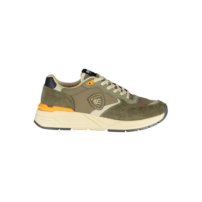 Blauer Baskets Homme En Polyester Vert À Lacets Avec Détails Contrastés Modèle Sport Hover Image