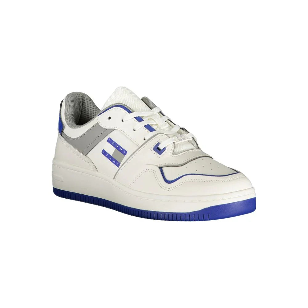 Tommy Hilfiger Chaussures Baskets Homme Polyéthylène Blanc Bleu Avec Logo Signature - Apparel & Accessories > Shoes > Sneakers from Tommy Hilfiger