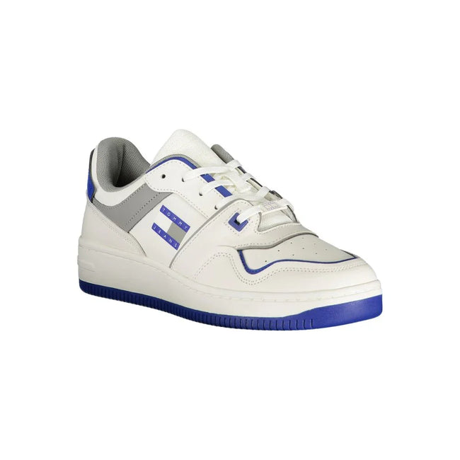 Tommy Hilfiger Herren-Sneaker, weiß und blau, Polyethylen mit charakteristischem Logo - Tommy Hilfiger | Hollys Men