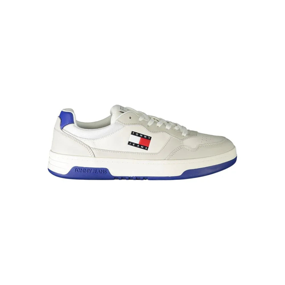Tommy Hilfiger Baskets Homme Cuir Blanc Avec Accents Bleus - Apparel & Accessories > Shoes > Sneakers from Tommy Hilfiger