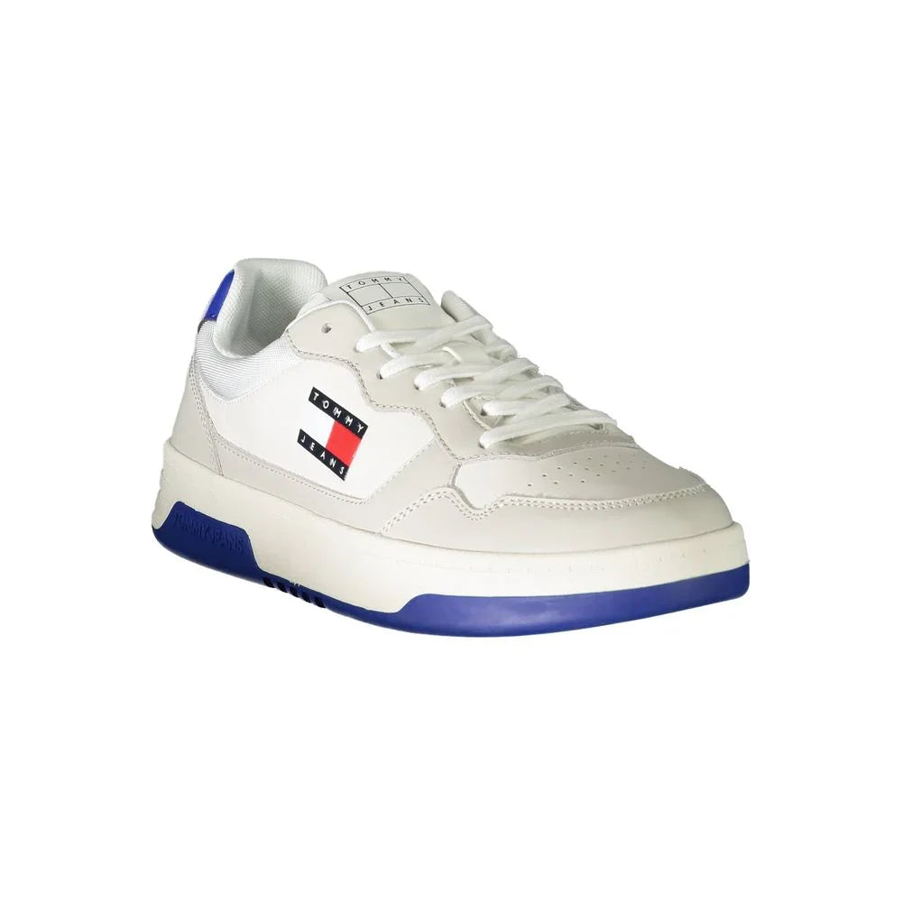 Tommy Hilfiger Baskets Homme Cuir Blanc Avec Accents Bleus - Apparel & Accessories > Shoes > Sneakers from Tommy Hilfiger