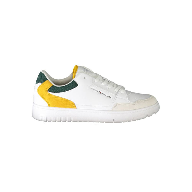 Tommy Hilfiger Baskets Homme Blanc – Accents Vert Moutarde & Logo Signature - Apparel & Accessories > Shoes > Sneakers from Tommy Hilfiger Hover Image