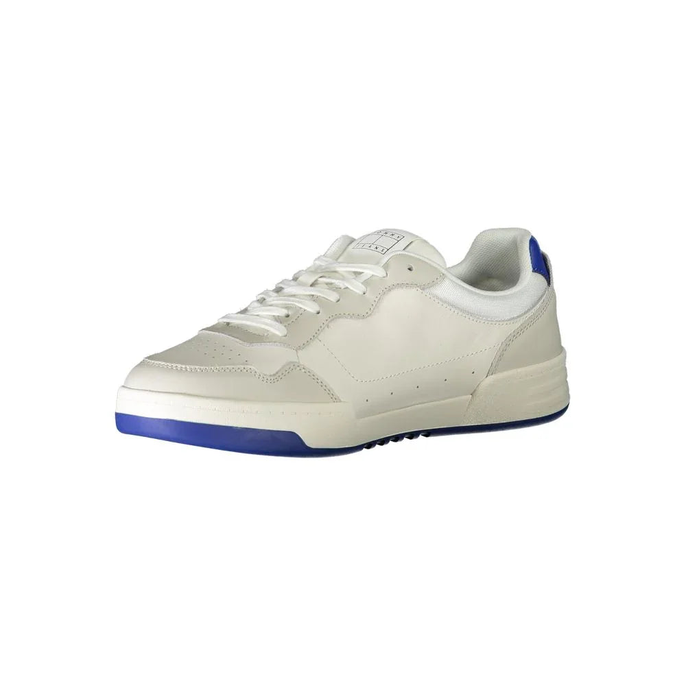 Tommy Hilfiger Baskets Homme Cuir Blanc Avec Accents Bleus - Apparel & Accessories > Shoes > Sneakers from Tommy Hilfiger