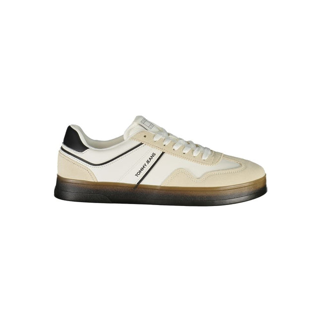 Tommy Hilfiger Basket Homme Cuir Blanc Elégante Détails Noirs et Beiges - Apparel & Accessories > Shoes > Sneakers from Tommy Hilfiger Hover Image