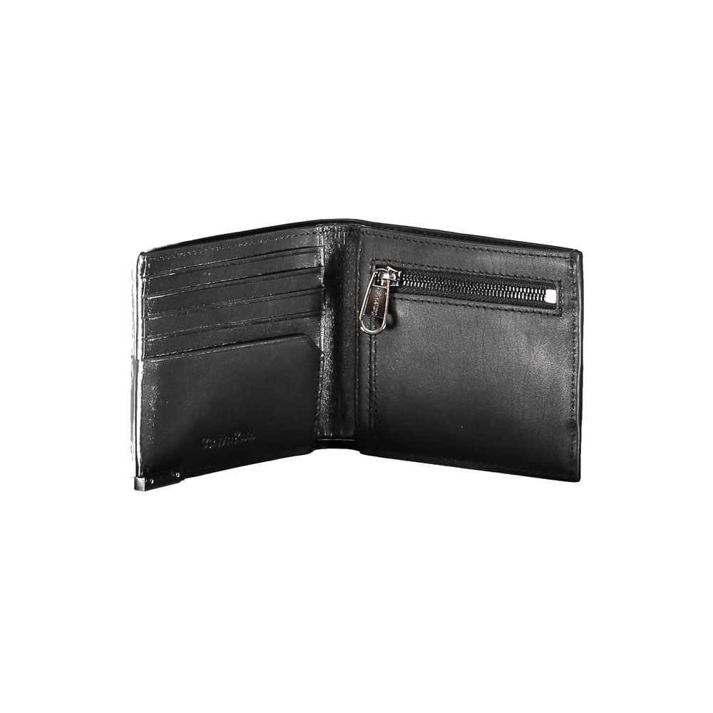 Calvin Klein Portefeuille Homme En Cuir Noir Avec Deux Compartiments Et Porte Monnaie Zippé - from Calvin Klein