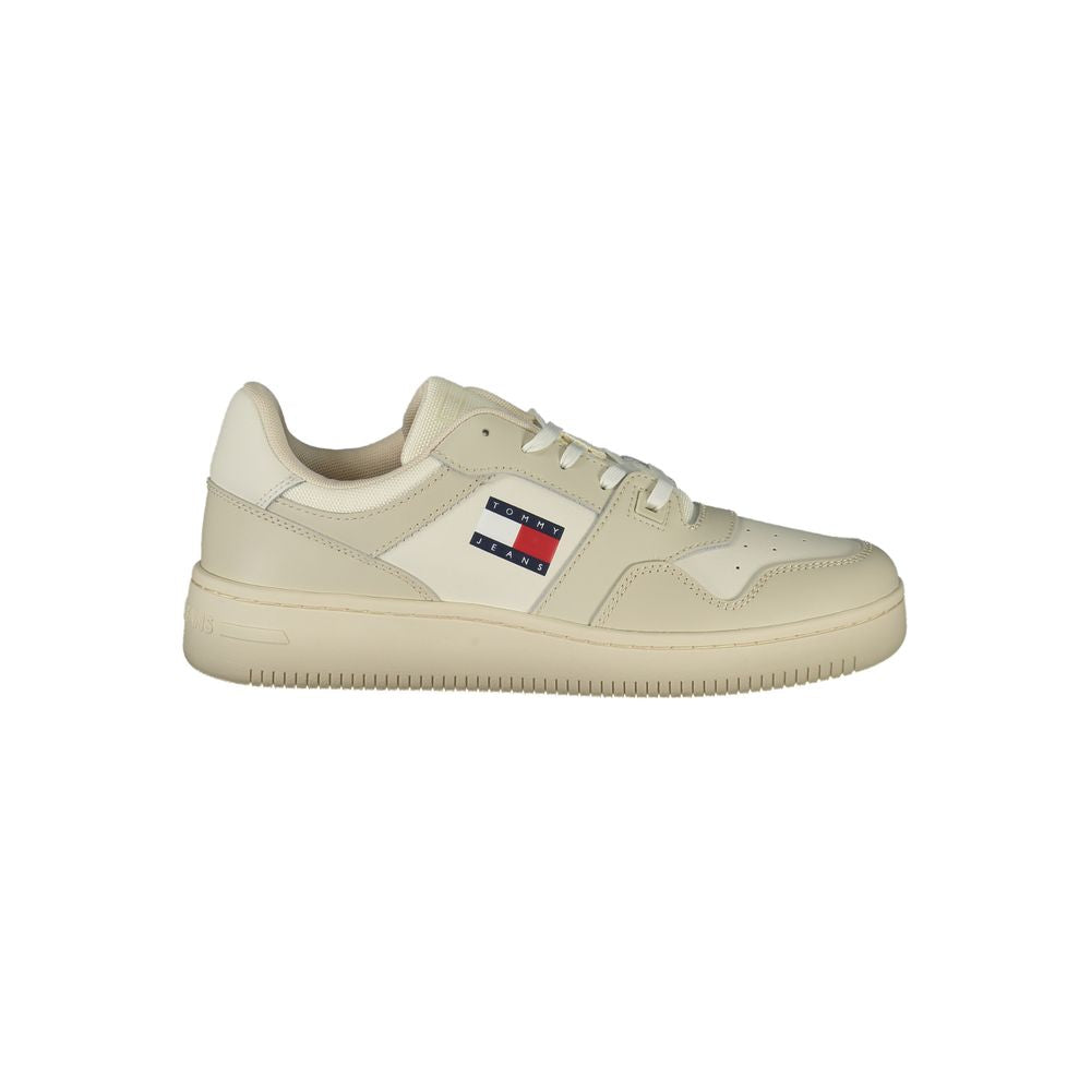 Tommy Hilfiger Beige Leather Men Sneaker - Apparel & Accessories > Shoes > Sneakers from Tommy Hilfiger