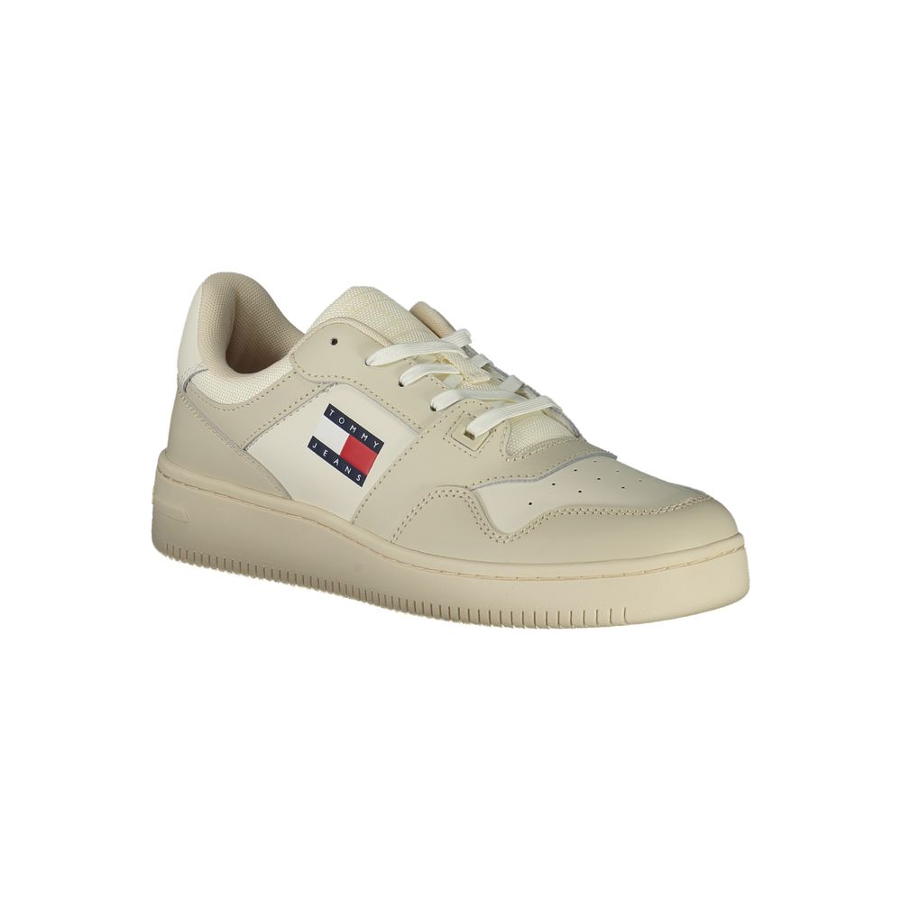 Tommy Hilfiger Beige Leather Men Sneaker - Apparel & Accessories > Shoes > Sneakers from Tommy Hilfiger