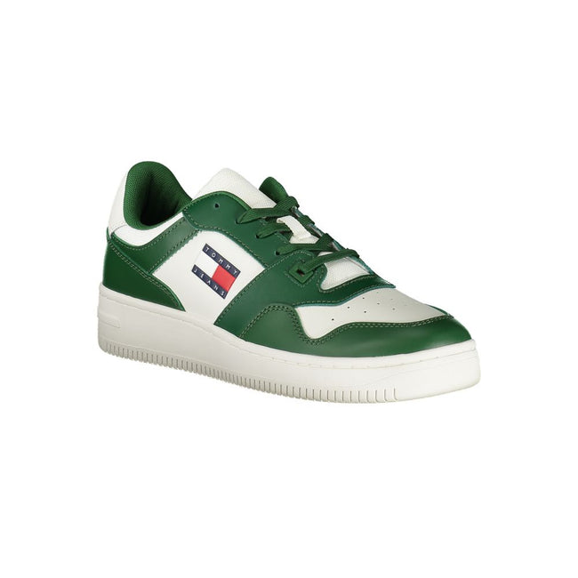 Tommy Hilfiger Herren-Sneaker aus grünem und weißem Leder, herausnehmbare Innensohle, T0-35337 Main Image