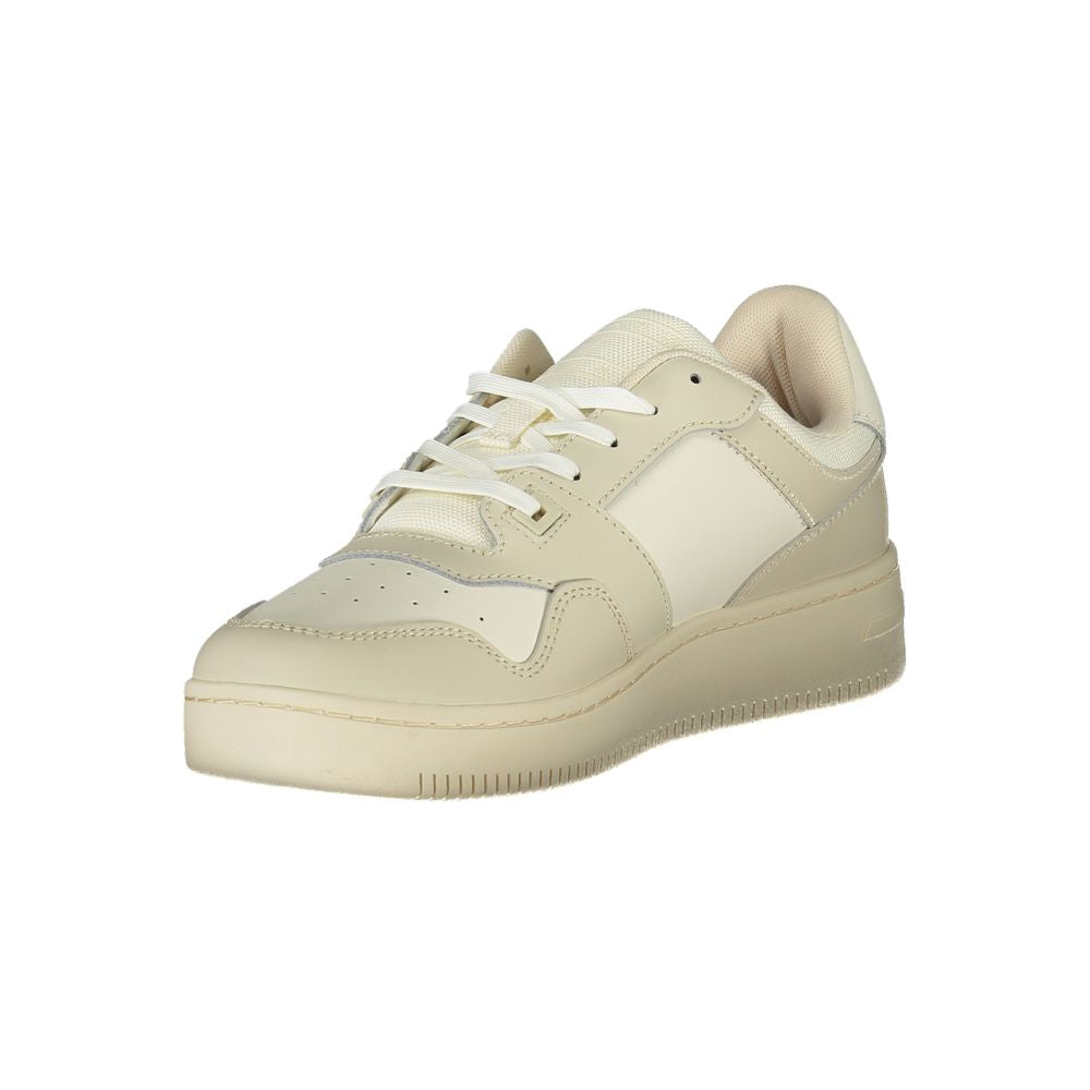 Tommy Hilfiger Beige Leather Men Sneaker - Apparel & Accessories > Shoes > Sneakers from Tommy Hilfiger