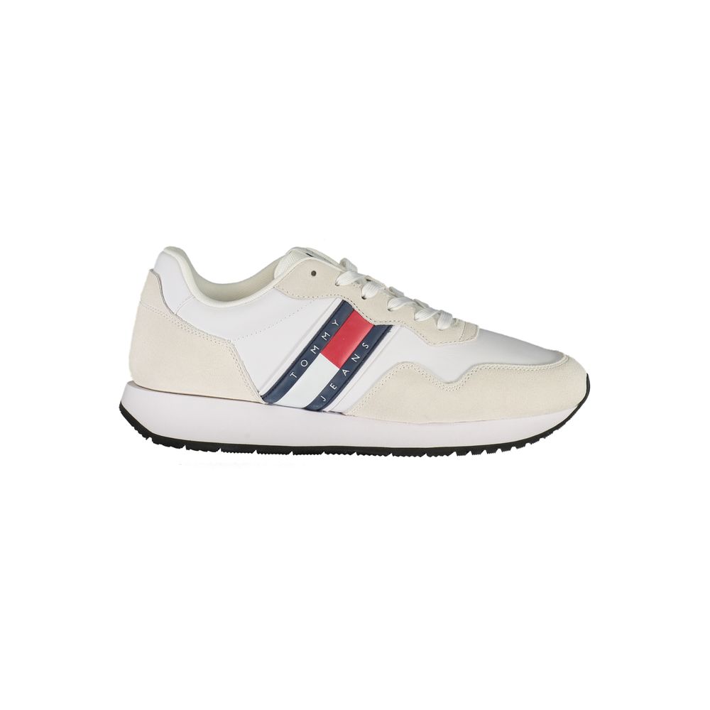 Tommy Hilfiger Baskets Homme Cuir Blanc Logo Contrastant Empiècements Polyester Confort Moderne - Apparel & Accessories > Shoes > Sneakers from Tommy Hilfiger