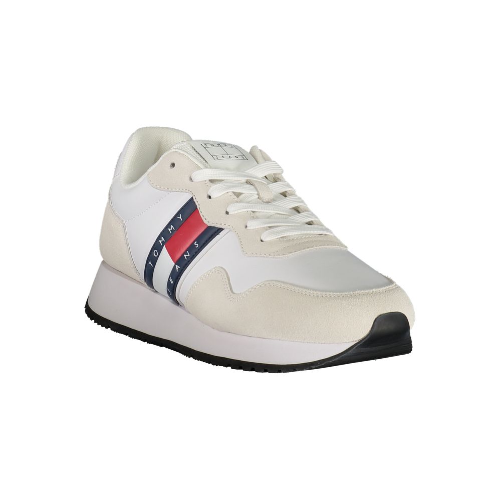 Tommy Hilfiger Baskets Homme Cuir Blanc Logo Contrastant Empiècements Polyester Confort Moderne - Apparel & Accessories > Shoes > Sneakers from Tommy Hilfiger