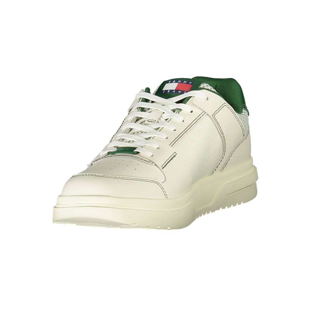 Tommy Hilfiger Baskets Homme Cuir Blanc & Détails Verts – Style Sport Chic Intemporel - Apparel & Accessories > Shoes > Sneakers from Tommy Hilfiger