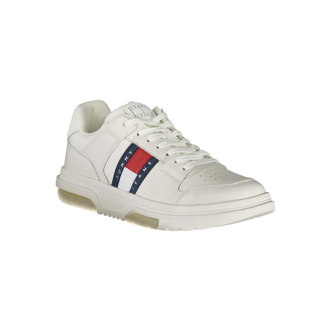 Tommy Hilfiger Herren-Sneaker aus weißem Polyethylen mit aufgedrucktem Logo und kontrastierenden Details Main Image