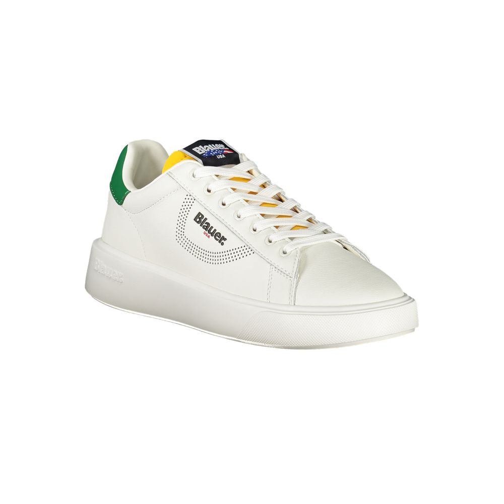 Blauer Sneaker Homme En Cuir Blanc Avec Accents Vert Et Imprimé Dynamique Pour Streetwear - Apparel & Accessories > Shoes > Sneakers from Blauer