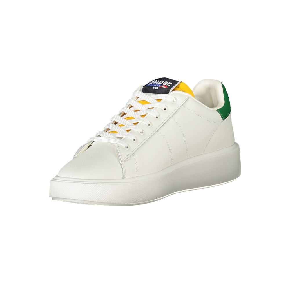 Blauer Sneaker Homme En Cuir Blanc Avec Accents Vert Et Imprimé Dynamique Pour Streetwear - Apparel & Accessories > Shoes > Sneakers from Blauer