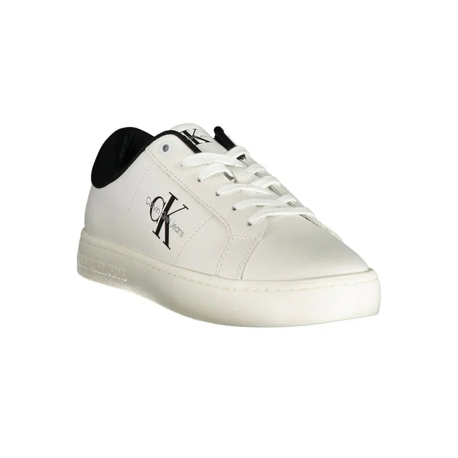 Weiße Calvin Klein Polyester-Sneaker mit Logo und kontrastierenden Details, verstellbaren Schnürsenkeln und Komfortsohle - Calvin Klein | Hollys Men