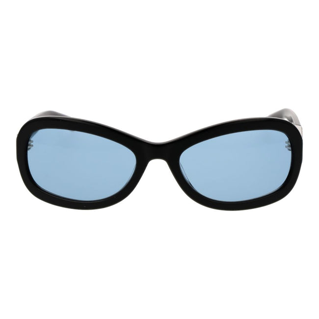 GCDS Lunettes de Soleil – Monture Pleine en Acétate Noir, Verres Bleus 58 mm, Protection 100 UVA/UVB Main Image