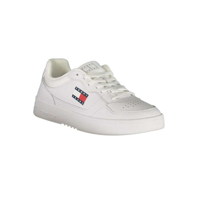 Weiße Tommy Hilfiger Herren-Sneaker aus Leder mit herausnehmbarer Innensohle und charakteristischem Logo Main Image
