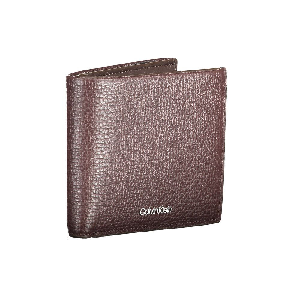 Calvin Klein Portefeuille En Cuir Marron Avec 2 Compartiments Et Porte Monnaie Logo - from Calvin Klein
