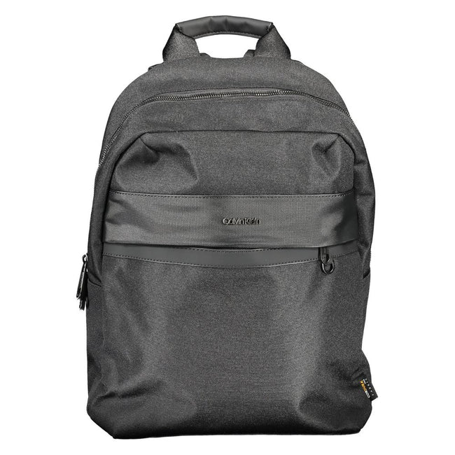 Calvin Klein Sac A Dos Polyester Noir Recyclé 100 Pour Cent Fermeture Zip Poche Externe Logo Bretelles Réglables - Luggage & Bags > Backpacks from Calvin Klein Hover Image