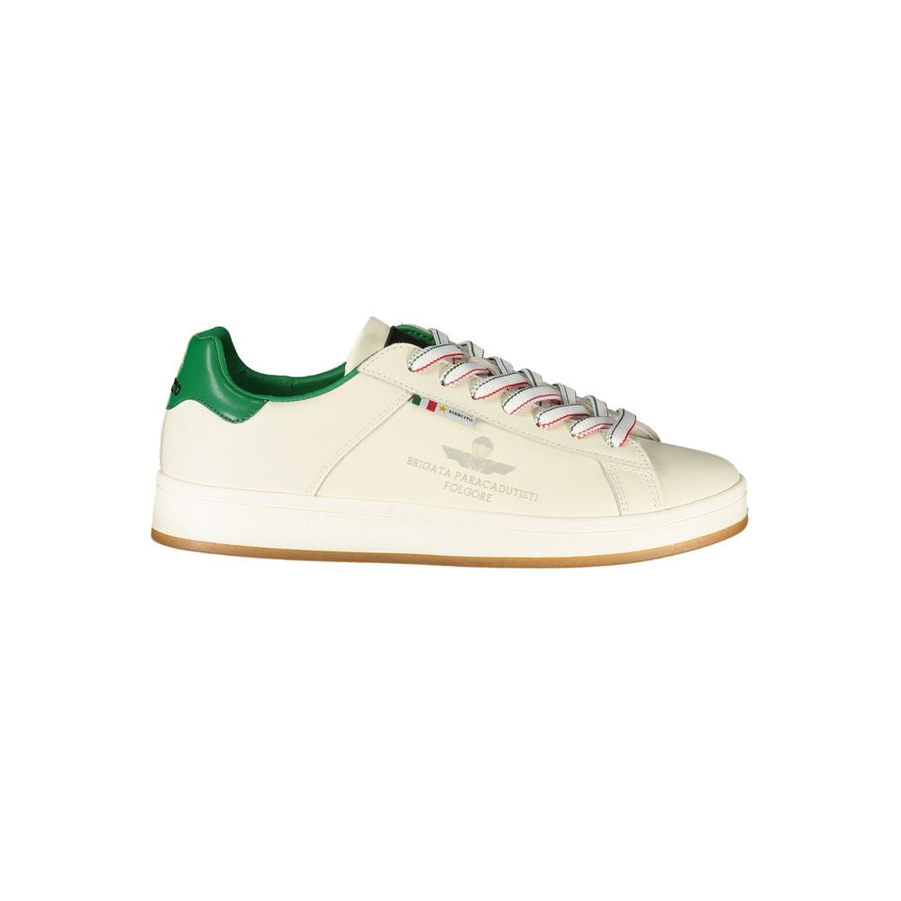 Esercito 1659 Baskets En Cuir Blanc Folgore Pour Homme Avec Logo Distinctif Et Accents Vert - Apparel & Accessories > Shoes > Sneakers from Esercito 1659