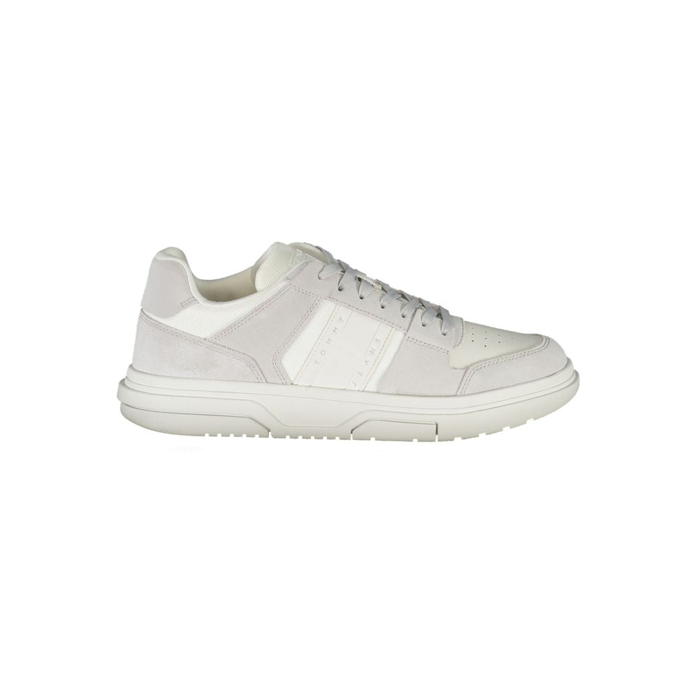 Tommy Hilfiger Sneaker Blanc Polyester À Lacets Avec Logo et Détails Contrastés Pour Usage Quotidien - Apparel & Accessories > Shoes > Sneakers from Tommy Hilfiger