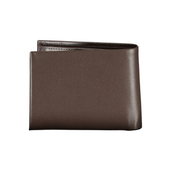 Calvin Klein Portefeuille En Cuir Marron RFID - Deux Compartiments Poche & Monnaie Main Image