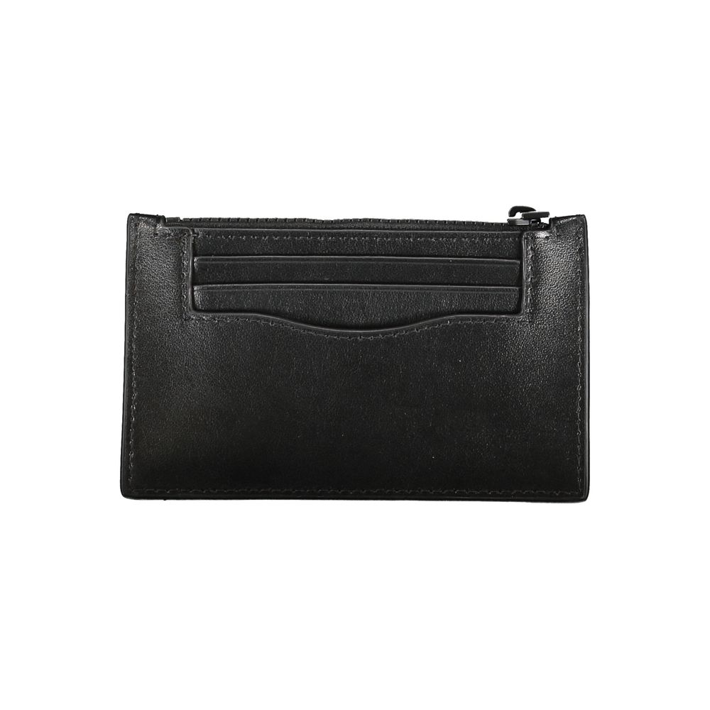 Calvin Klein Portefeuille Noir En Cuir Avec Fermeture Zip Et Emplacements Externes Logo - from Calvin Klein