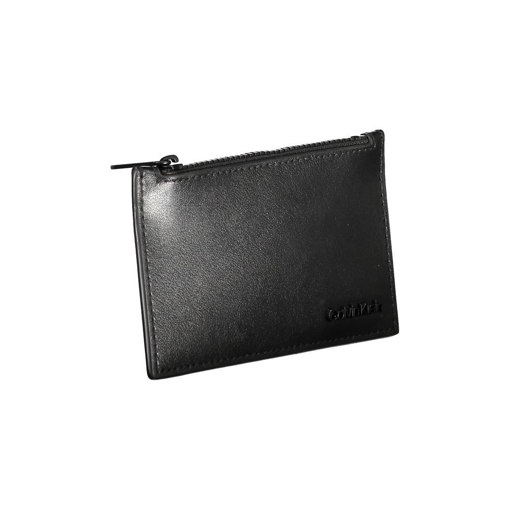 Calvin Klein Portefeuille Noir En Cuir Avec Fermeture Zip Et Emplacements Externes Logo - from Calvin Klein