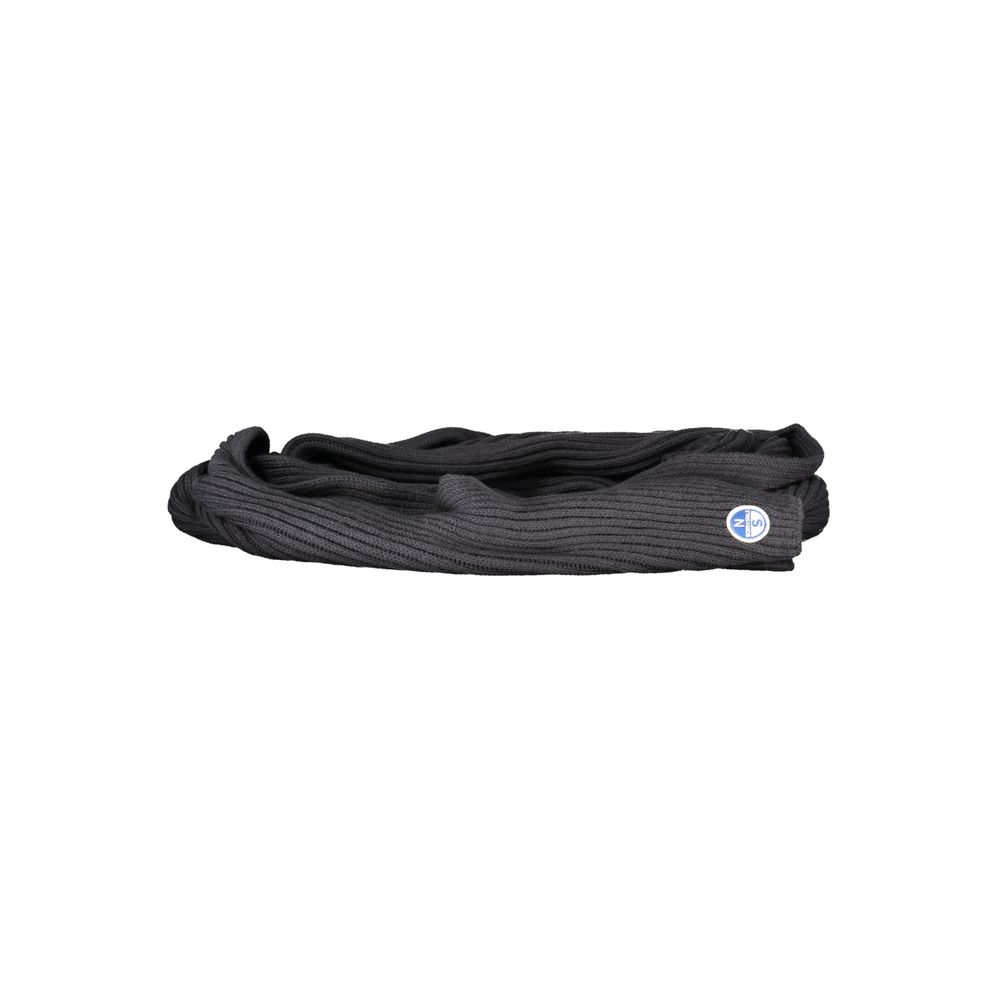 Écharpe noire 30x190 cm en mélange coton et laine recyclés avec logo North Sails.