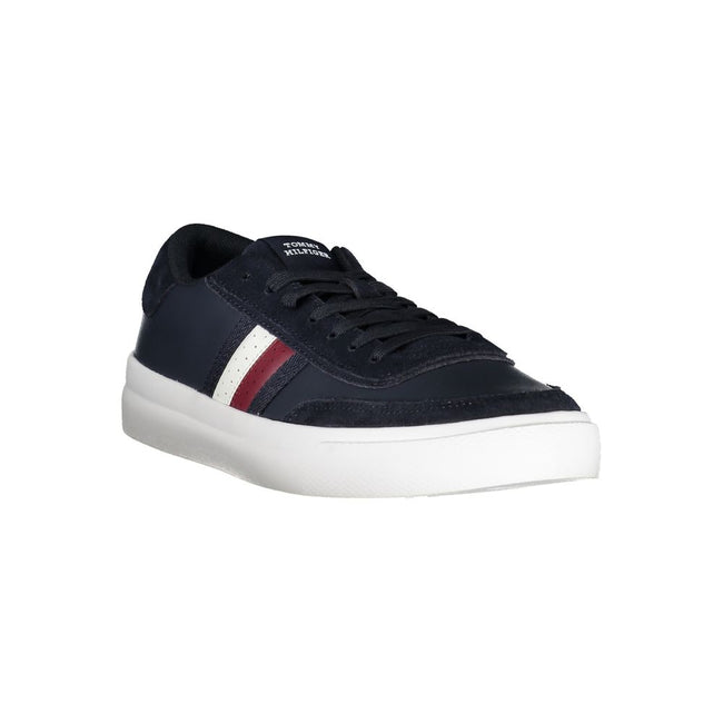 Tommy Hilfiger Sneaker aus blauem Polyester mit Schnürsenkeln und kontrastierendem Logo TO-28520 Main Image
