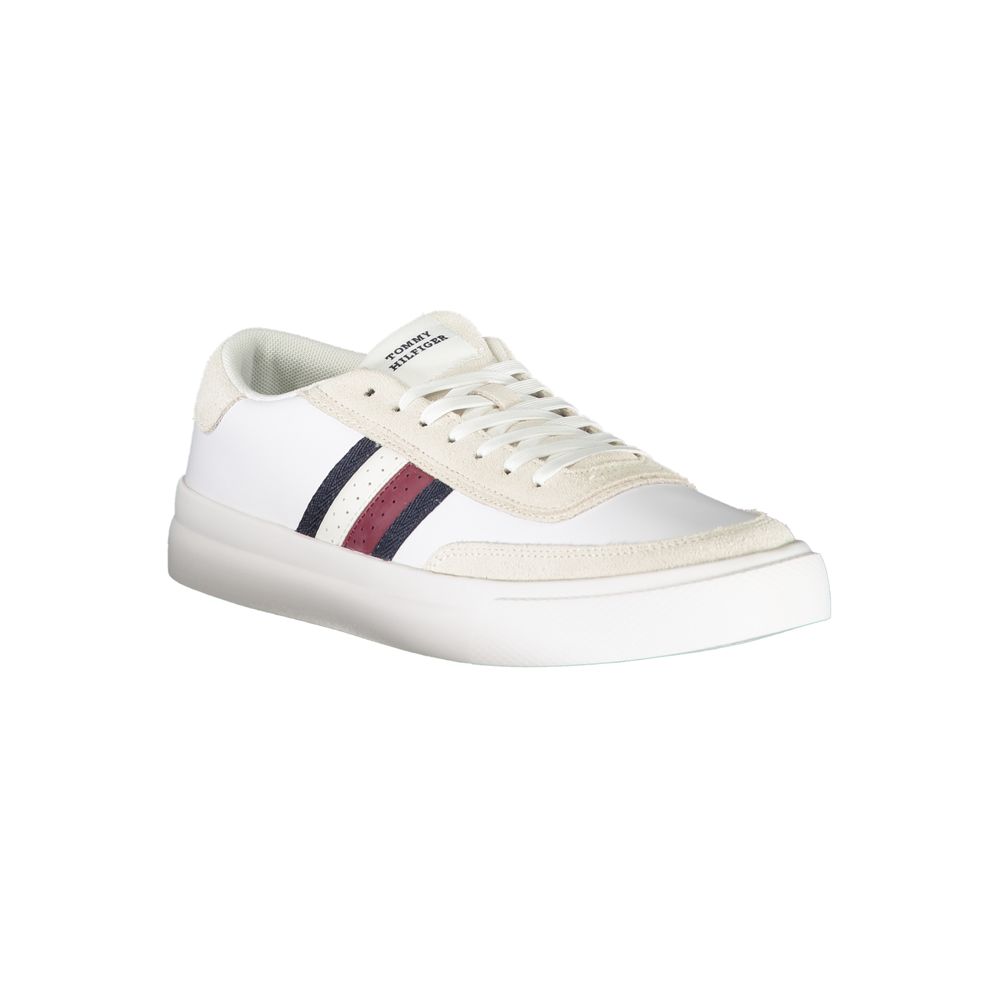 Tommy Hilfiger Baskets Polyester Blanche À Lacets Avec Logo Et Détails Contrastés - Apparel & Accessories > Shoes > Sneakers from Tommy Hilfiger