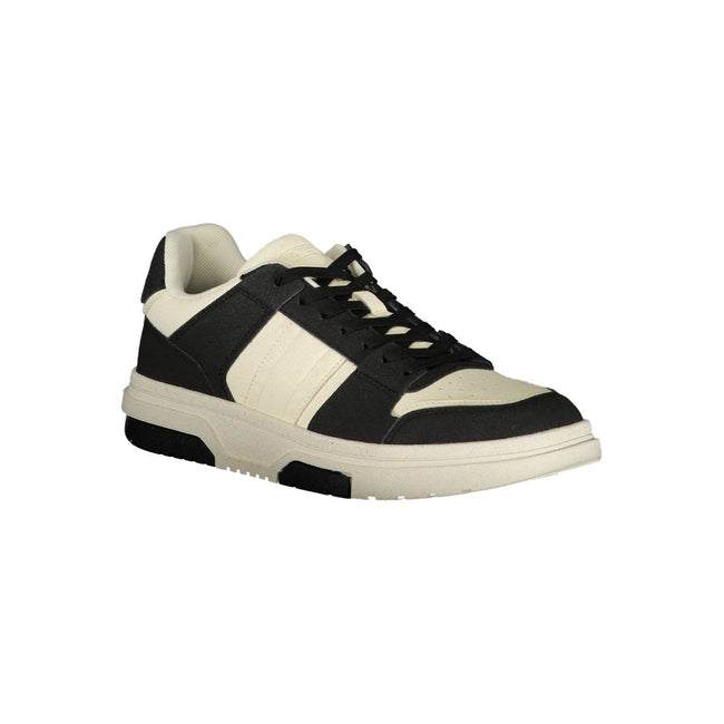 Tommy Hilfiger Unisex-Sneaker aus schwarzem Polyester mit Schnürung, Logo und kontrastierenden Details Main Image