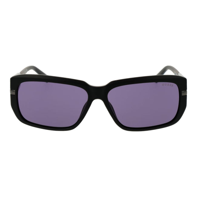 Guess Lunettes De Soleil Noires Cadre Plein Rectangulaires Verres Violet Main Image