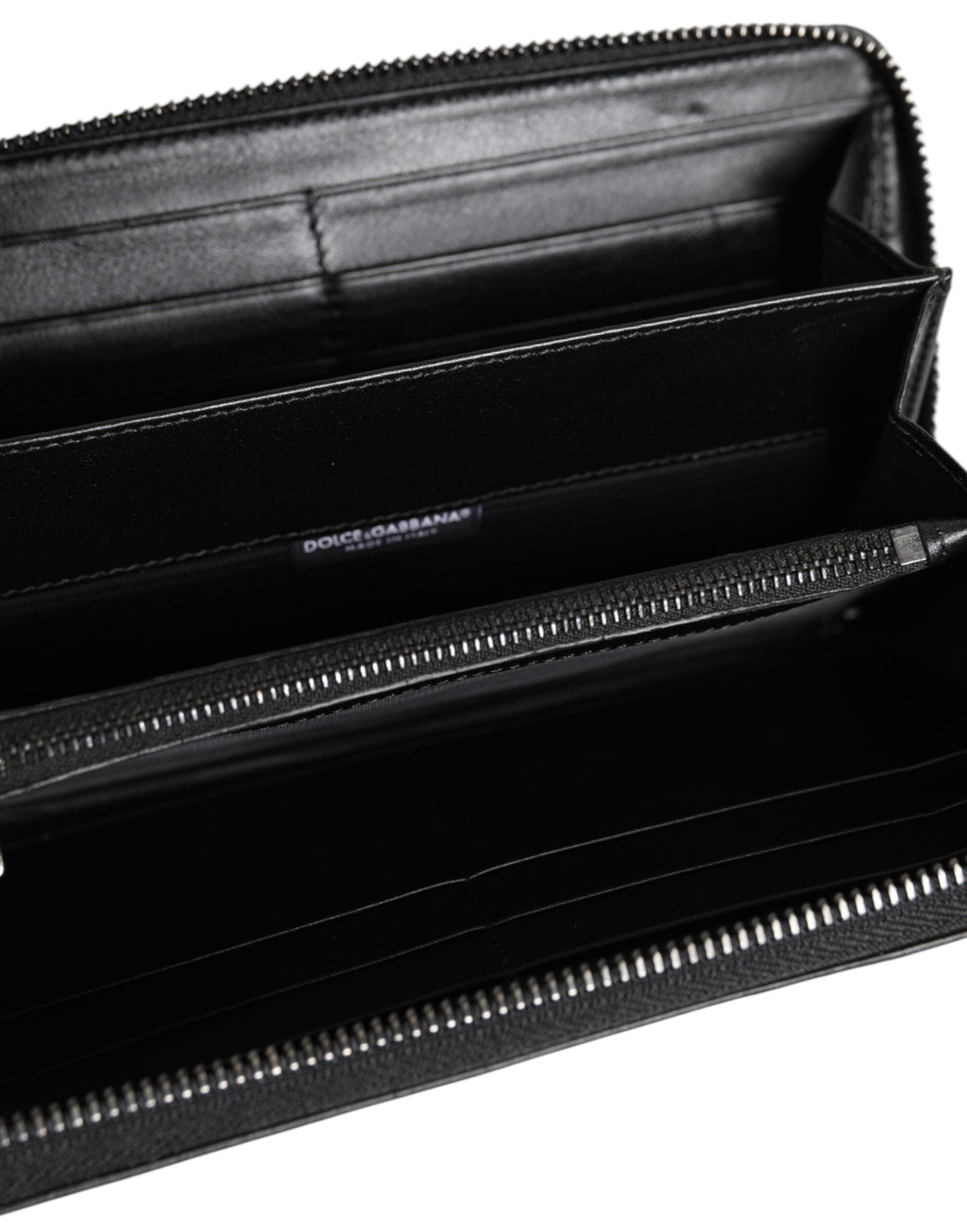 Dolce Gabbana Portefeuille Continental Zip Around Cuir Noir Logo Plaque Cuir de Veau et Caïman - from Dolce & Gabbana