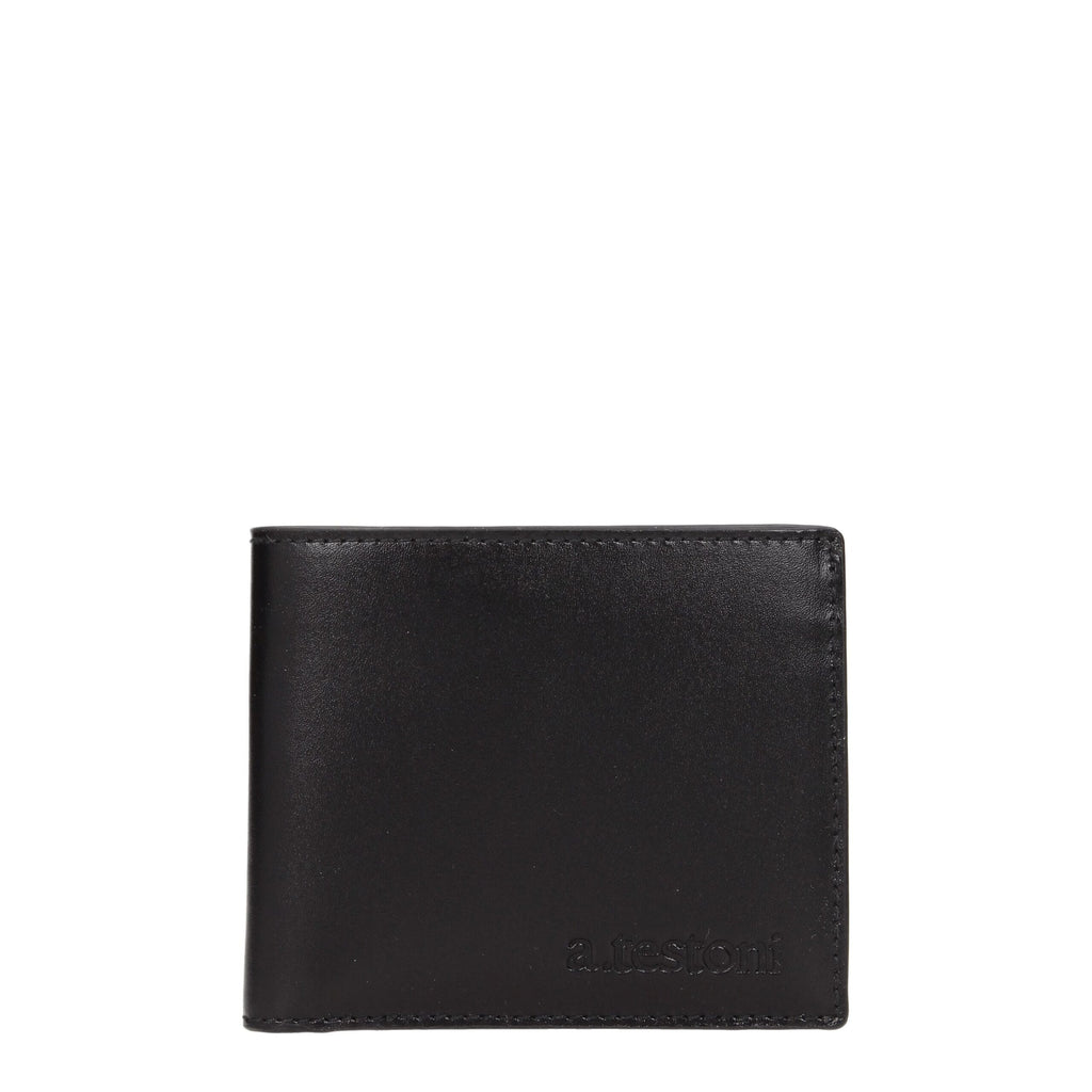 Testoni Portefeuille En Cuir Noir Avec 4 Emplacements - Modèle WUO00298755P18 - Apparel & Accessories > Handbags, Wallets & Cases > Wallets & Money Clips > Wallets from Testoni