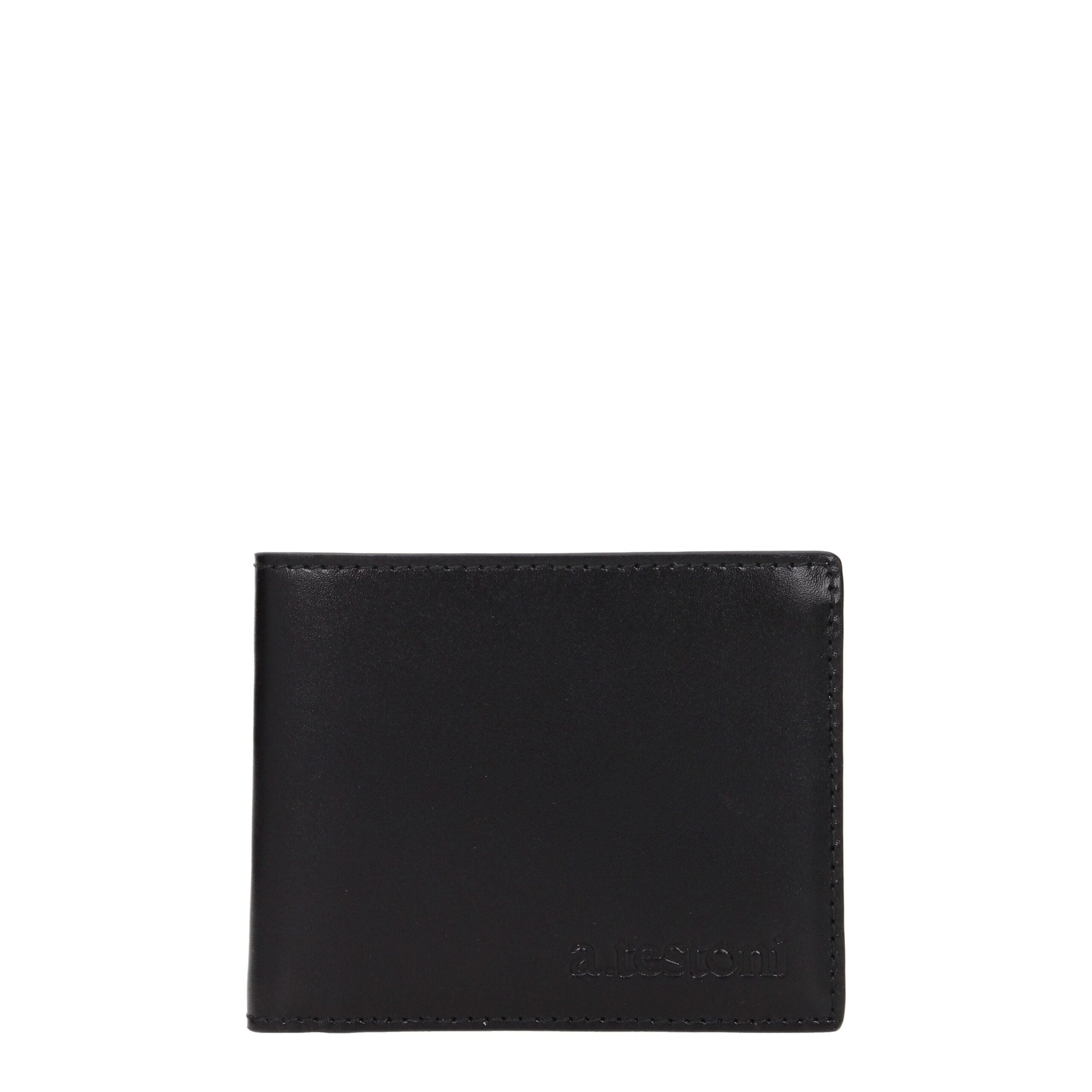 Testoni Porte-Cartes En Cuir Noir Avec Logo Avant 8 Emplacements Dimensions 9x11 Cm - Apparel & Accessories > Handbags, Wallets & Cases > Wallets & Money Clips > Wallets from Testoni