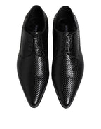 Derbies Dolce Gabbana en cuir python noir exotique pour homme, fabrication italienne.