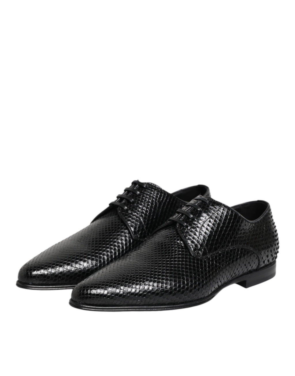 Dolce Gabbana Derby Cuir Python Noir Exotique Pour Homme, chaussures Derby en cuir python noir