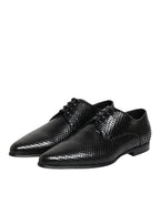 Dolce Gabbana Derby Cuir Python Noir Exotique Pour Homme, chaussures Derby en cuir python noir
