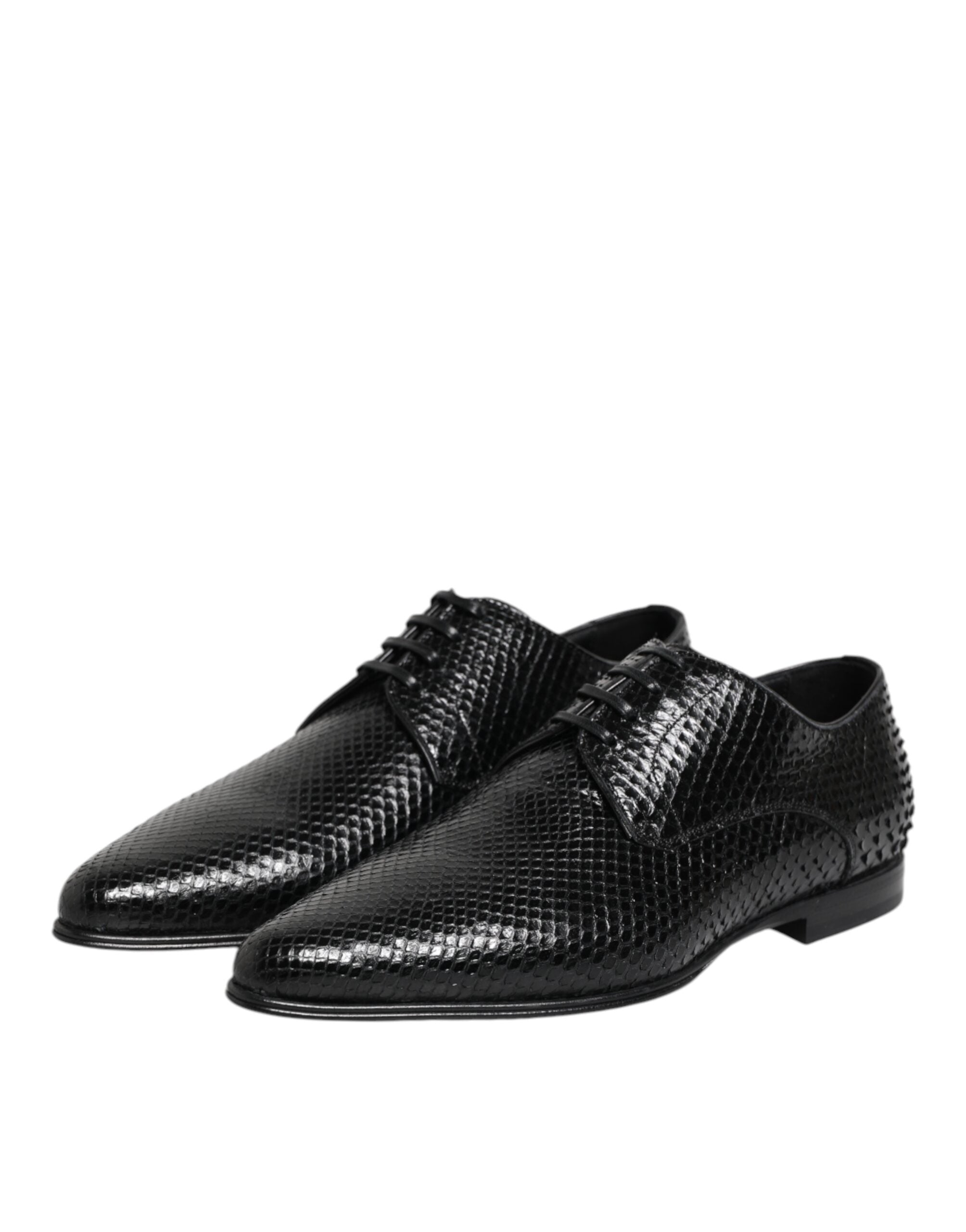 Dolce Gabbana Derby Cuir Python Noir Exotique Pour Homme, chaussures Derby en cuir python noir