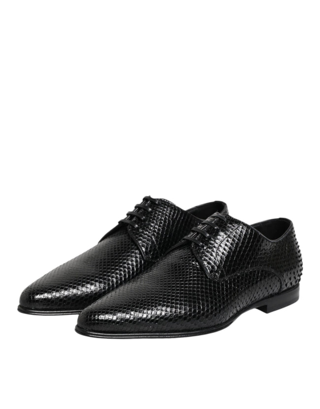 Dolce Gabbana Derby Cuir Python Noir Exotique Pour Homme, chaussures Derby en cuir python noir Hover Image