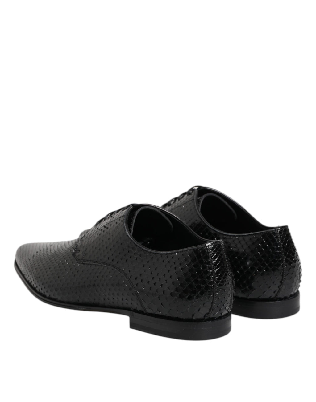 Derby noir en cuir python exotique pour homme, fabriqué en Italie, Dolce & Gabbana.