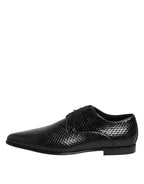 Derby Dolce Gabbana en cuir Python noir exotique pour homme, fabriqué en Italie
