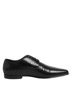 Derby en cuir python noir exotique pour homme, Dolce & Gabbana, fabrication italienne.