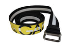 Ceinture Dolce & Gabbana noire et jaune à rayures en nylon, logo et boucle métallique, 3,5 cm