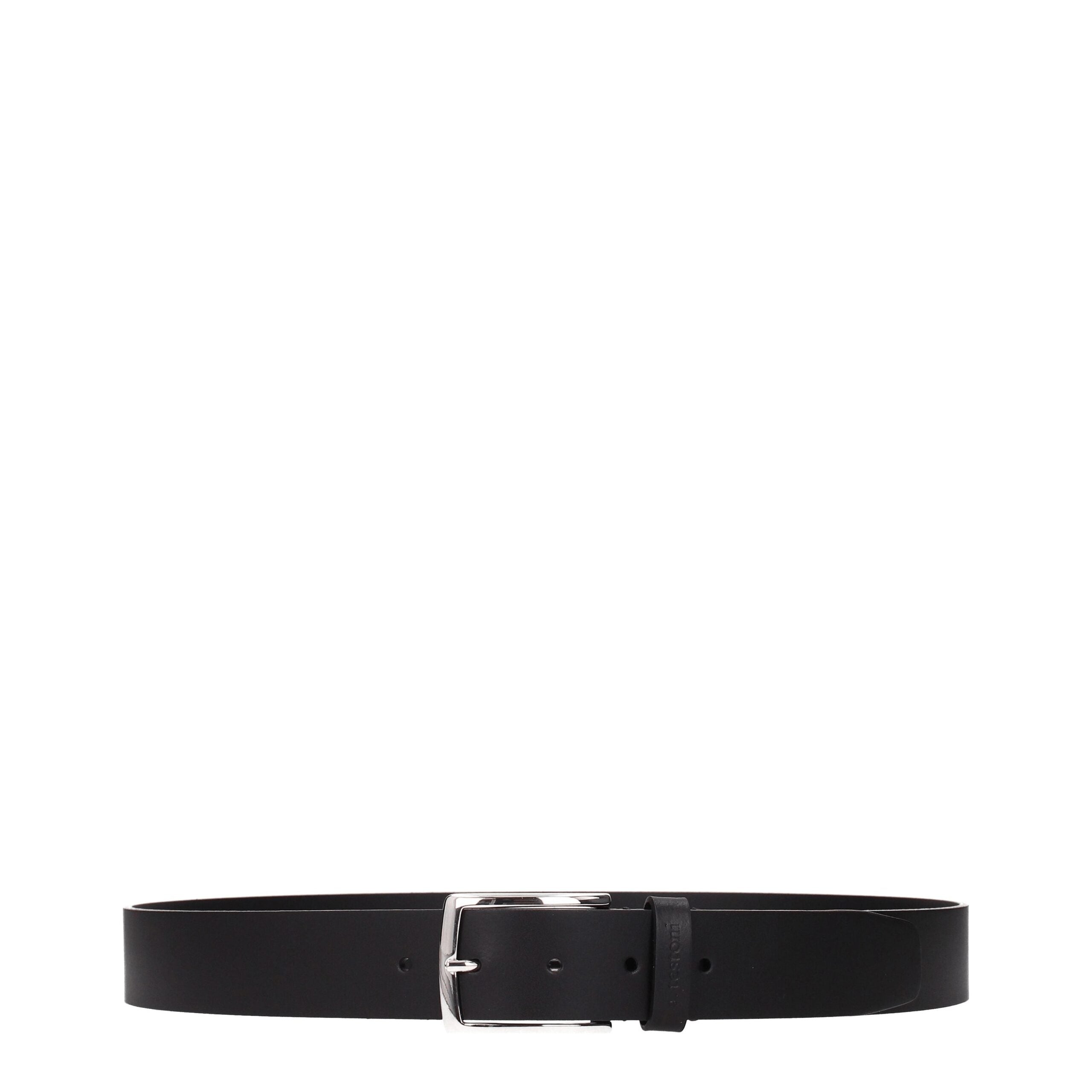 Testoni Ceinture En Cuir Noir 3,5 Cm Boucle Argent