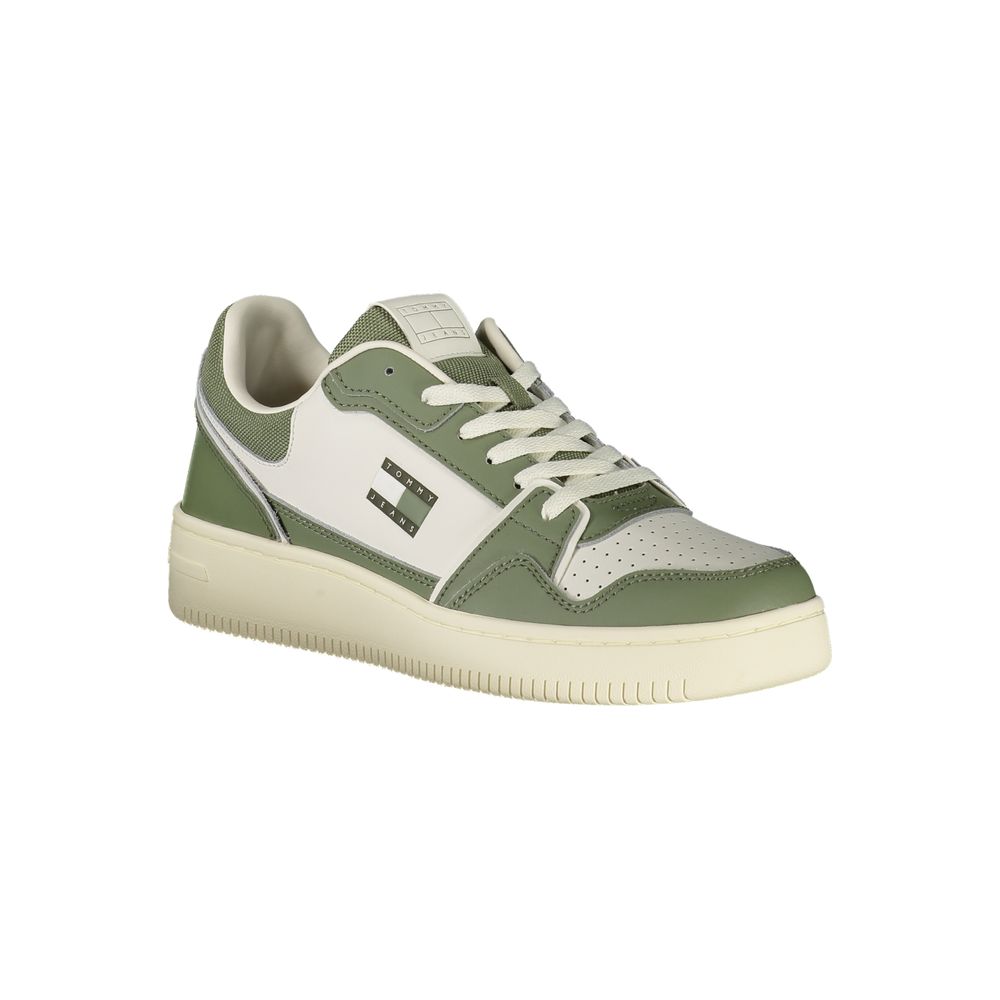 Tommy Hilfiger Baskets Cuir Vert Premium, Style Urbain, Confort