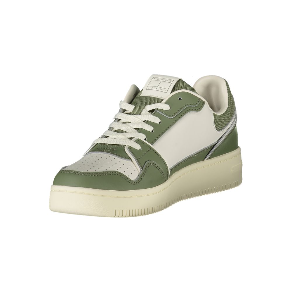 Tommy Hilfiger Baskets Cuir Vert Premium, Style Urbain, Confort