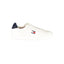 Tommy Hilfiger Baskets Cuir Blanc, Accents Bleus, Logo Iconique